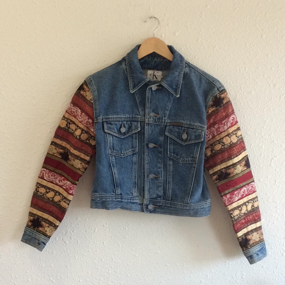 Vintage Calvin Klein Denim Jacket Patchwork Sz M